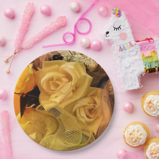 Assiettes En Carton Plaques en papier rose jaune soleil (Fête)