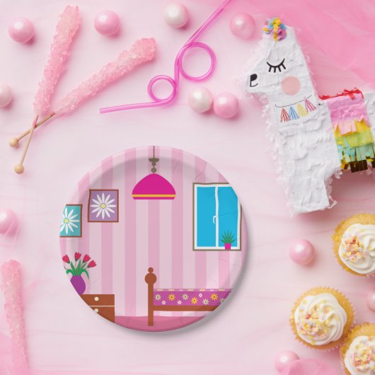 Assiettes En Carton Plaques en papier rose pour la chambre (Fête)