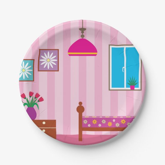 Assiettes En Carton Plaques en papier rose pour la chambre (Devant)