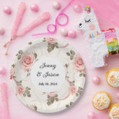 Assiettes En Carton Plaques en papier rose rose de mariage personnalis (Fête)