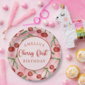 Assiettes En Carton Plaques en papier rouge Cerise d'anniversaire (Fête)