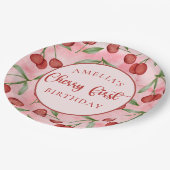 Assiettes En Carton Plaques en papier rouge Cerise d'anniversaire (Angle)