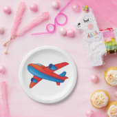 Assiettes En Carton Plaques en papier rouge et bleu d'avion (Fête)