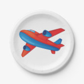 Assiettes En Carton Plaques en papier rouge et bleu d'avion (Devant)