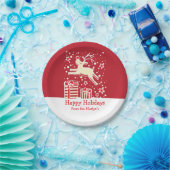 Assiettes En Carton Plaques en papier rouge motif de rennes de Noël (Fête)
