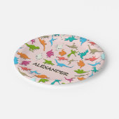 Assiettes En Carton Plaques en papier rouge pour Rose de Dinosaure pou (Angle)