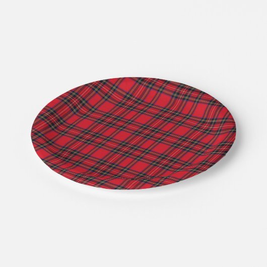 Assiettes En Carton Plaques en papier Royal Stewart Tartan (Angle)