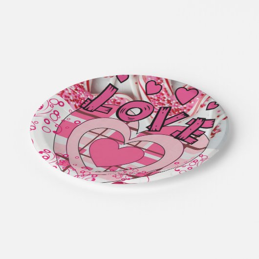 Assiettes En Carton Plaques en papier Saint-Valentin, Amour (Angle)