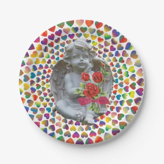 Assiettes En Carton Plaques en papier Saint-Valentin, Ange (Devant)