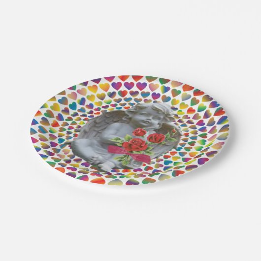 Assiettes En Carton Plaques en papier Saint-Valentin, Ange (Angle)