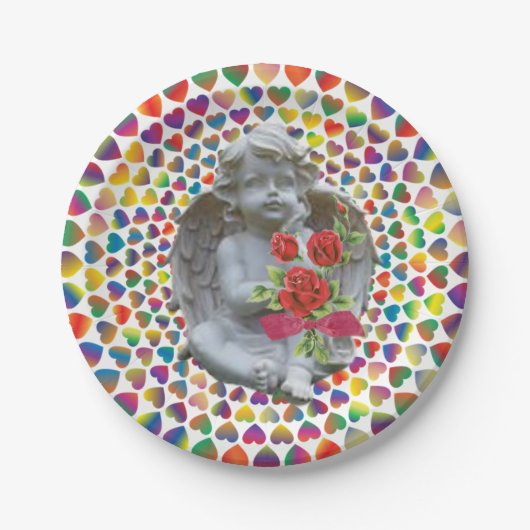 Assiettes En Carton Plaques en papier Saint-Valentin, Ange (Devant)