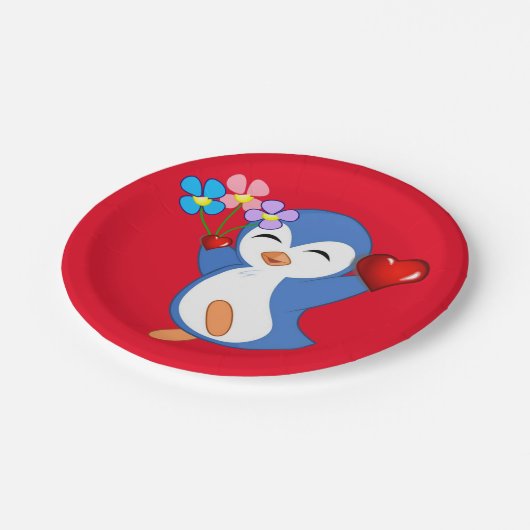 Assiettes En Carton Plaques en papier Saint-Valentin, Coeurs de pingou (Angle)