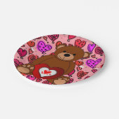 Assiettes En Carton Plaques en papier Saint-Valentin, ours en peluche (Angle)