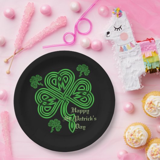 Assiettes En Carton Plaques en papier Shamrock celtique Lucky (Fête)