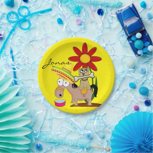 Assiettes En Carton Plaques en papier, singe mexicain Sombrero Dog Jau (Fête)