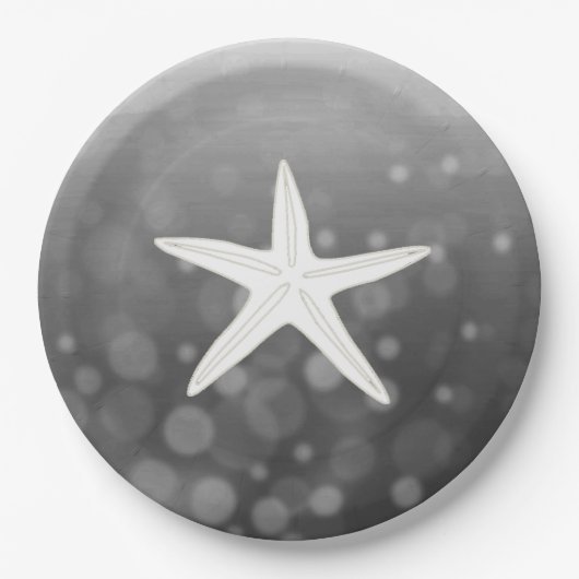 Assiettes En Carton Plaques en papier Starfish à thème de la plage noi (Devant)