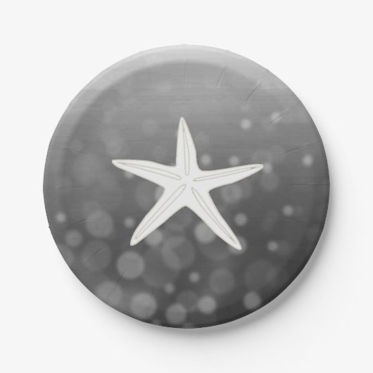 Assiettes En Carton Plaques en papier Starfish à thème de la plage noi (Devant)