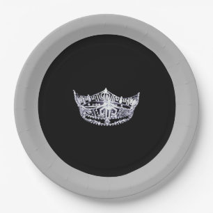 Assiettes En Carton Plaques en papier style Miss America Argent Crown