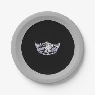 Assiettes En Carton Plaques en papier style Miss America Argent Crown