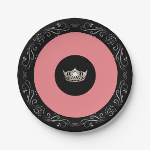 Assiettes En Carton Plaques en papier style Miss America Black Coral 7