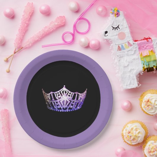 Assiettes En Carton Plaques en papier style Miss America Purple Crown  (Fête)