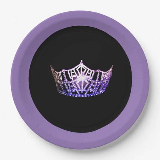 Assiettes En Carton Plaques en papier style Miss America Purple Crown (Devant)