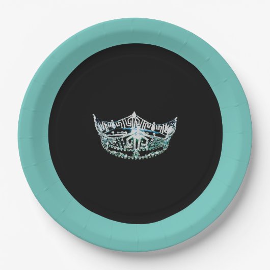 Assiettes En Carton Plaques en papier style Miss America Turquoise Cro (Devant)
