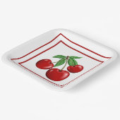 Assiettes En Carton Plaques en papier style rétro Cerises rouges (Angulaire)