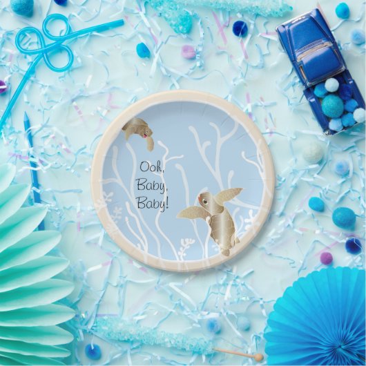 Assiettes En Carton Plaques en papier "Tan bleu tortue" (Fête)