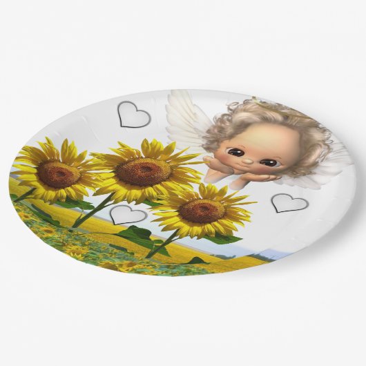 Assiettes En Carton Plaques en papier Tournesol Angel (Angle)