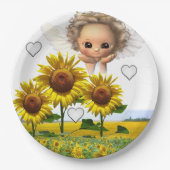 Assiettes En Carton Plaques en papier Tournesol Angel (Devant)