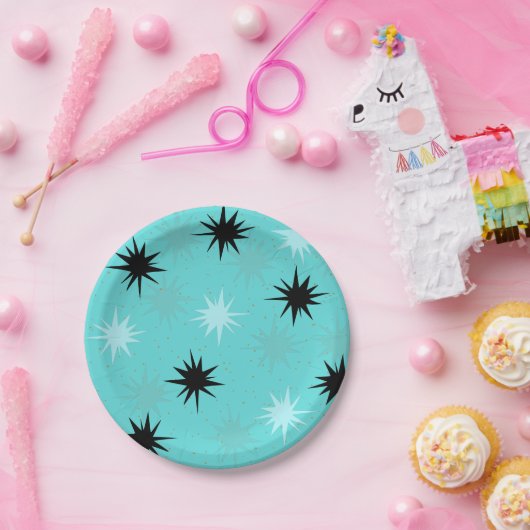 Assiettes En Carton Plaques en papier turquoise atomique (Fête)