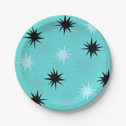 Assiettes En Carton Plaques en papier turquoise atomique (Devant)