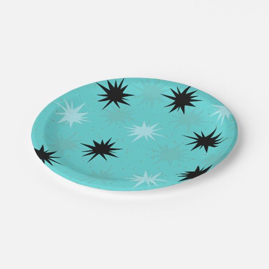 Assiettes En Carton Plaques en papier turquoise atomique (Angle)