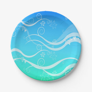 Assiettes En Carton Plaques en papier Turquoise Sea White Swils