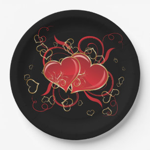 Assiettes En Carton Plaques en papier Valentine Hearts