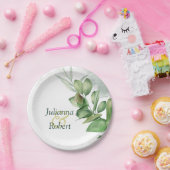 Assiettes En Carton Plaques en papier vert Eucalyptus (Fête)