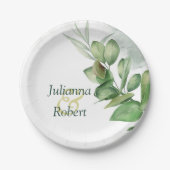 Assiettes En Carton Plaques en papier vert Eucalyptus (Devant)