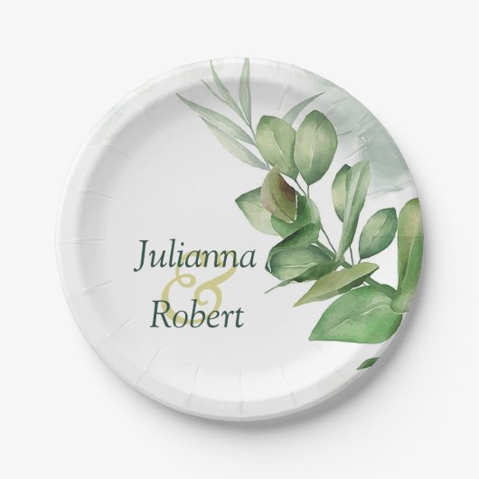 Assiettes En Carton Plaques en papier vert Eucalyptus (Devant)