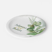 Assiettes En Carton Plaques en papier vert Eucalyptus (Angle)