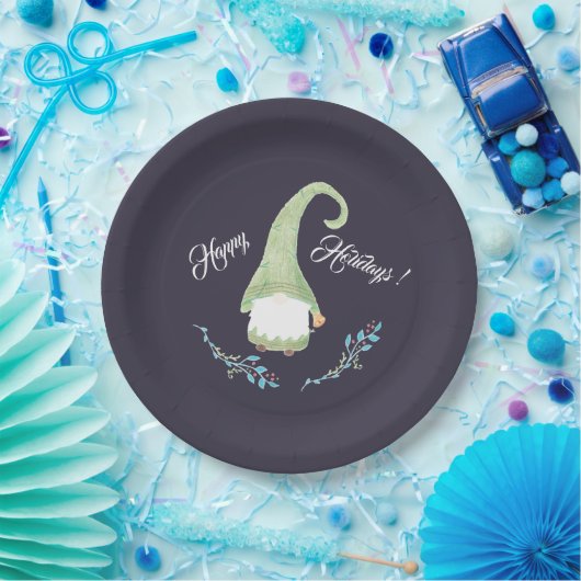 Assiettes En Carton Plaques en papier vert scandinave Gnome (Fête)