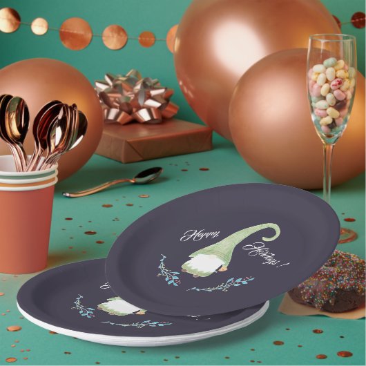 Assiettes En Carton Plaques en papier vert scandinave Gnome (Multi)