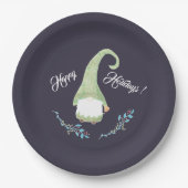 Assiettes En Carton Plaques en papier vert scandinave Gnome (Devant)