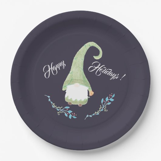 Assiettes En Carton Plaques en papier vert scandinave Gnome (Devant)