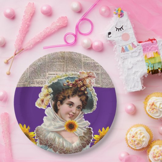 Assiettes En Carton Plaques en papier victorien tournesol (Fête)