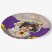 Assiettes En Carton Plaques en papier victorien tournesol (Angle)
