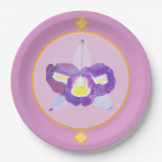 Assiettes En Carton Plaques en papier violet et jaune orchidée