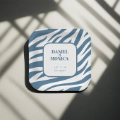 Assiettes En Carton Plaques et bosses en papier bleu Zebra Pastel - Él