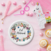 ASSIETTES EN CARTON PLAQUES FLEURIES D'EID MUBARAK (Fête)