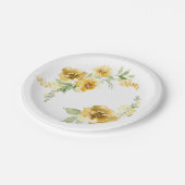 Assiettes En Carton Plaques florales jaunes Décor vert et jaune (Angle)